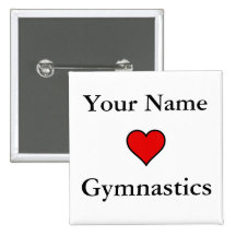 (Your Name) Hearts Gymnastics Pinback Buttons