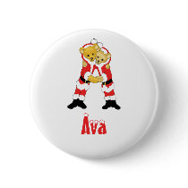 Your Name Here! Custom Letter A Teddy Bear Santas buttons