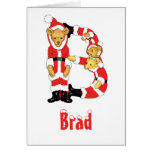 Your Name Here! Custom Letter B Teddy Bear Santas Cards