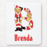 Your Name Here! Custom Letter B Teddy Bear Santas Mousepads