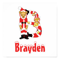 Your Name Here! Custom Letter B Teddy Bear Santas posters