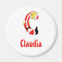 Your Name Here! Custom Letter C Teddy Bear Santas Magnets