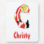 Your Name Here! Custom Letter C Teddy Bear Santas Mousepad