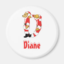Your Name Here! Custom Letter D Teddy Bear Santas Refrigerator Magnets