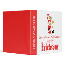 Your Name Here! Custom Letter E Teddy Bear Santas Vinyl Binders