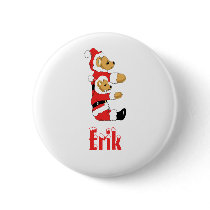 Your Name Here! Custom Letter E Teddy Bear Santas buttons