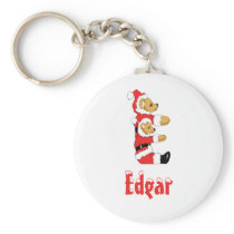 Your Name Here! Custom Letter E Teddy Bear Santas keychains