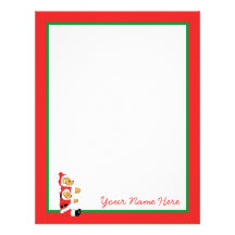 Your Name Here! Custom Letter E Teddy Bear Santas Letterhead