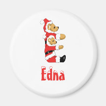Your Name Here! Custom Letter E Teddy Bear Santas Fridge Magnets