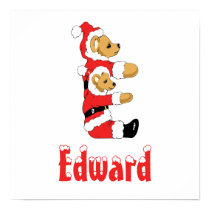 Your Name Here! Custom Letter E Teddy Bear Santas posters