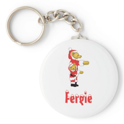 Custom Letter F Teddy Bear Santas Keychains by teddybearart