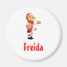 Your Name Here! Custom Letter F Teddy Bear Santas Refrigerator Magnet