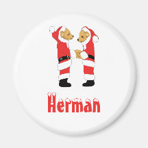 Your Name Here! Custom Letter H Teddy Bear Santas Refrigerator Magnets
