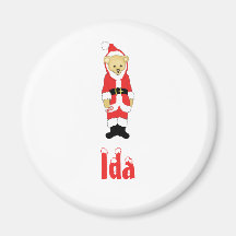 Your Name Here! Custom Letter I Teddy Bear Santas Magnets