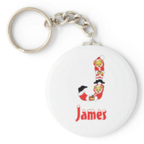 Your Name Here! Custom Letter J Teddy Bear Santas keychains