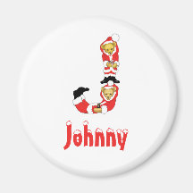 Your Name Here! Custom Letter J Teddy Bear Santas Magnet