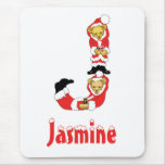 Your Name Here! Custom Letter J Teddy Bear Santas Mousepads