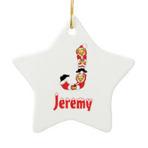 Your Name Here! Custom Letter J Teddy Bear Santas ornaments
