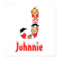 Your Name Here! Custom Letter J Teddy Bear Santas posters