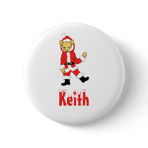 Your Name Here! Custom Letter K Teddy Bear Santas buttons