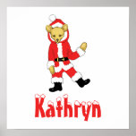 Your Name Here! Custom Letter K Teddy Bear Santas Print