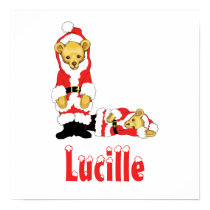 Your Name Here! Custom Letter L Teddy Bear Santas posters