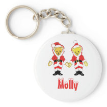 Your Name Here! Custom Letter M Teddy Bear Santas keychains