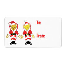Your Name Here! Custom Letter M Teddy Bear Santas labels