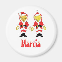 Your Name Here! Custom Letter M Teddy Bear Santas Magnets