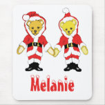 Your Name Here! Custom Letter M Teddy Bear Santas Mouse Pad