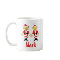Your Name Here! Custom Letter M Teddy Bear Santas mugs