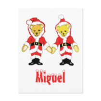 Your Name Here! Custom Letter M Teddy Bear Santas postcards
