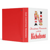 Your Name Here! Custom Letter N Teddy Bear Santas Vinyl Binders