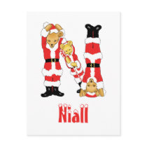 Your Name Here! Custom Letter N Teddy Bear Santas postcards