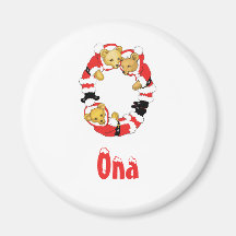 Your Name Here! Custom Letter O Teddy Bear Santas Refrigerator Magnet