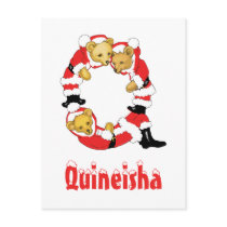 Your Name Here! Custom Letter Q Teddy Bear Santas postcards