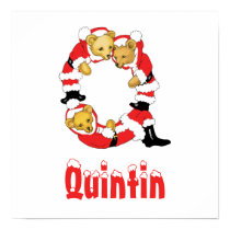 Your Name Here! Custom Letter Q Teddy Bear Santas posters