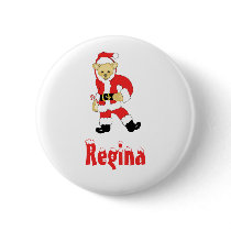 Your Name Here! Custom Letter R Teddy Bear Santas buttons