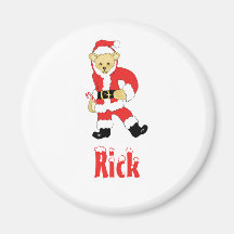 Your Name Here! Custom Letter R Teddy Bear Santas Fridge Magnets
