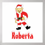 Your Name Here! Custom Letter R Teddy Bear Santas posters