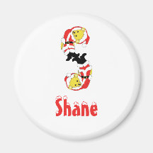 Your Name Here! Custom Letter S Teddy Bear Santas Fridge Magnet