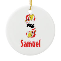 Your Name Here! Custom Letter S Teddy Bear Santas ornaments