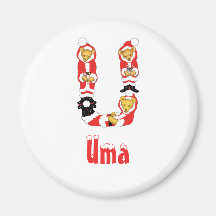 Your Name Here! Custom Letter U Teddy Bear Santas Fridge Magnets