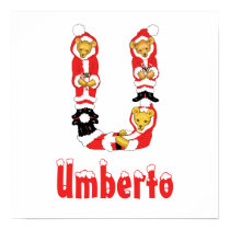 Your Name Here! Custom Letter U Teddy Bear Santas posters