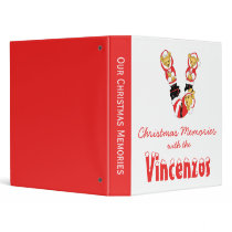 Your Name Here! Custom Letter V Teddy Bear Santas binders