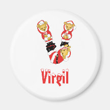 Your Name Here! Custom Letter V Teddy Bear Santas Magnet