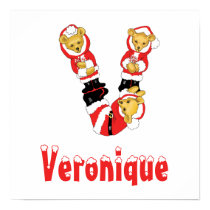 Your Name Here! Custom Letter V Teddy Bear Santas posters