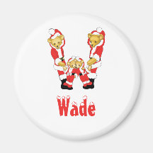 Your Name Here! Custom Letter W Teddy Bear Santas Magnet