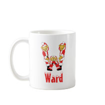 Your Name Here! Custom Letter W Teddy Bear Santas mugs