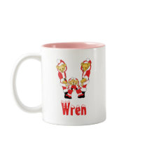 Your Name Here! Custom Letter W Teddy Bear Santas mugs